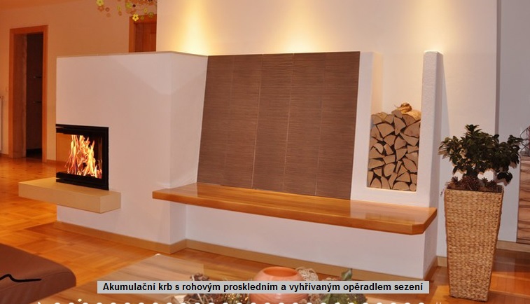 Akumulační krb s vyhřívaným opěradlem sezení